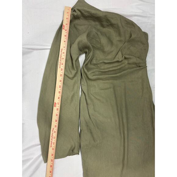 Zara Linen One Shoulder Draped Pencil Midi Dress Avant Garde Romantic Size XS - Picture 5 of 7